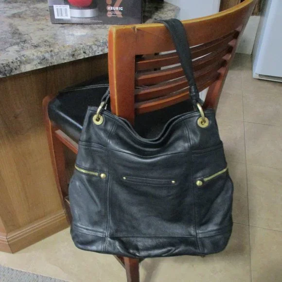 B Makowsky Black Leather Hobo - Picture 5 of 11